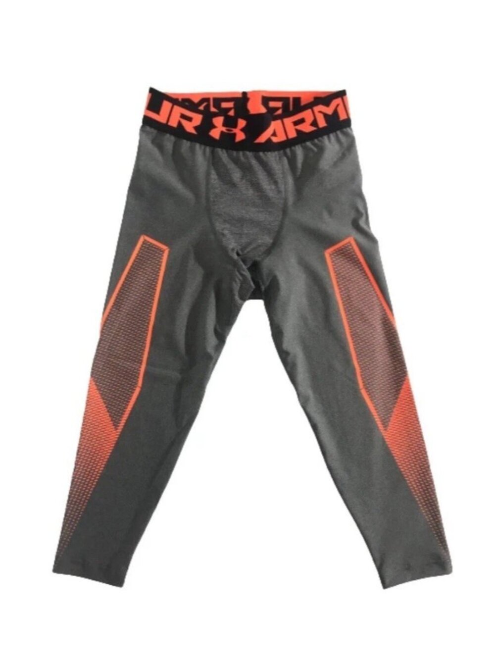 UNDER ARMOUR Men's Heat Gear Compression Leggings Gray Orange  NWT SZ Small
